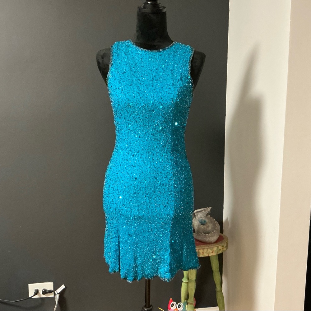 Elegant Blue Sequin Dress